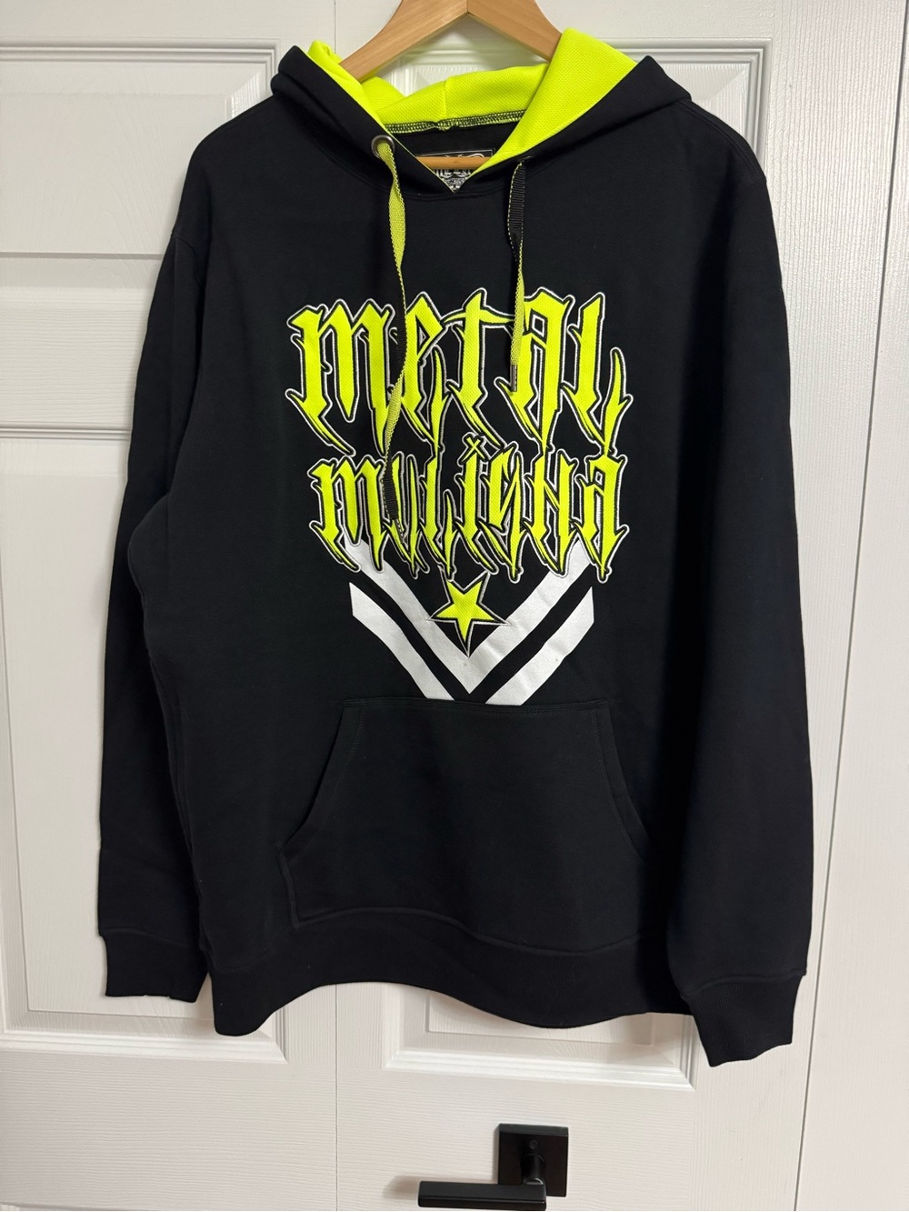 Metal Mulisha Black Hoodie with Neon Yellow Graphics